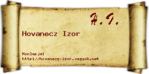 Hovanecz Izor névjegykártya